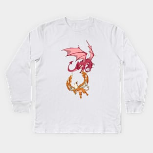 Animals of mythology - dragon vs gryphon Kids Long Sleeve T-Shirt